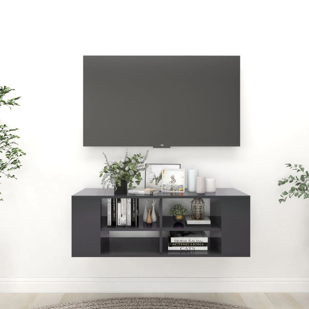 Vidaxl Nástenná TV skrinka sivá 102x35x35 cm drevotrieska
